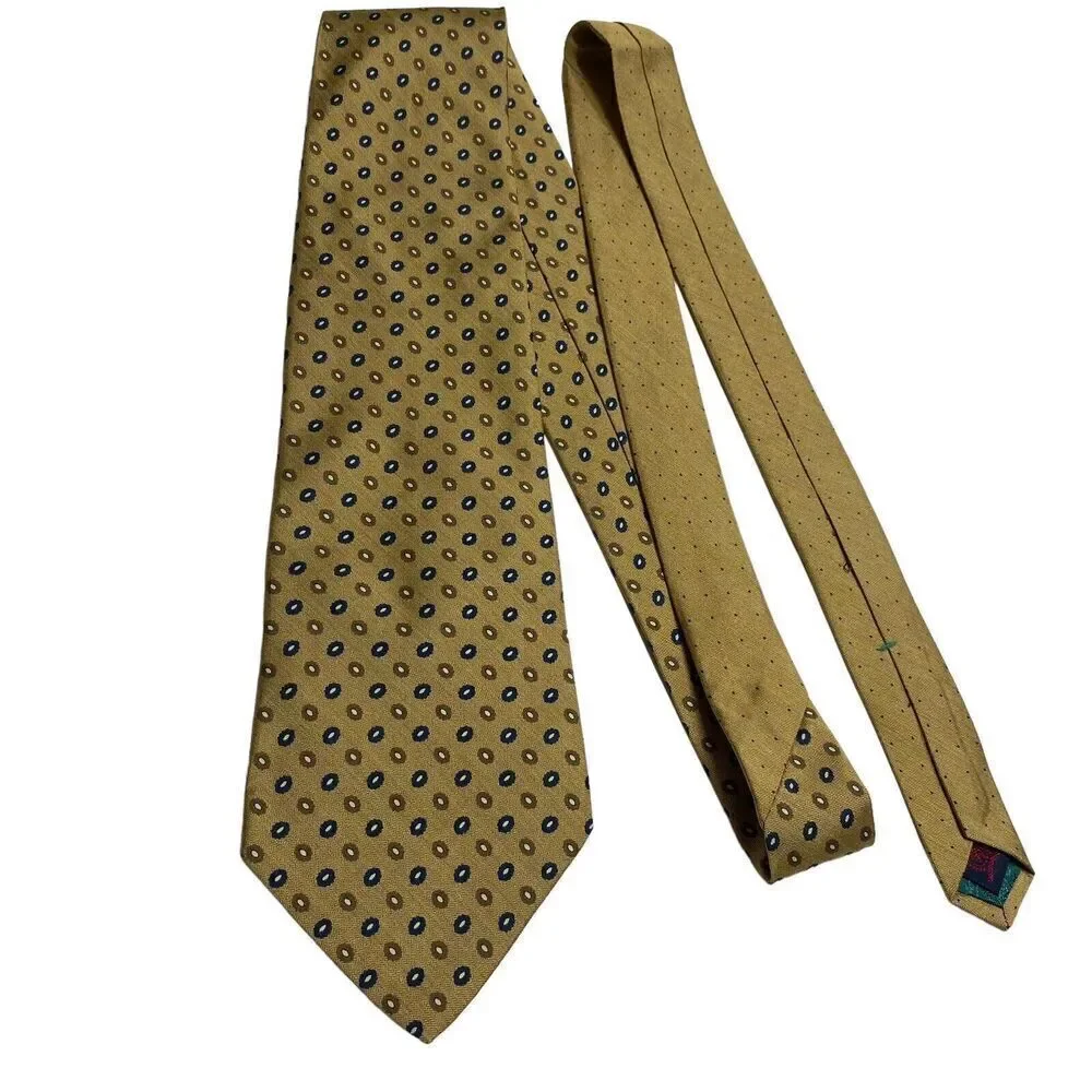 Tommy Hilfiger Tie Men's Beige Geometric 100% Silk 58.5